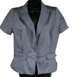 Worthington Women's Gray Short Sleeve One Button Y2K Jacket Blazer Size L